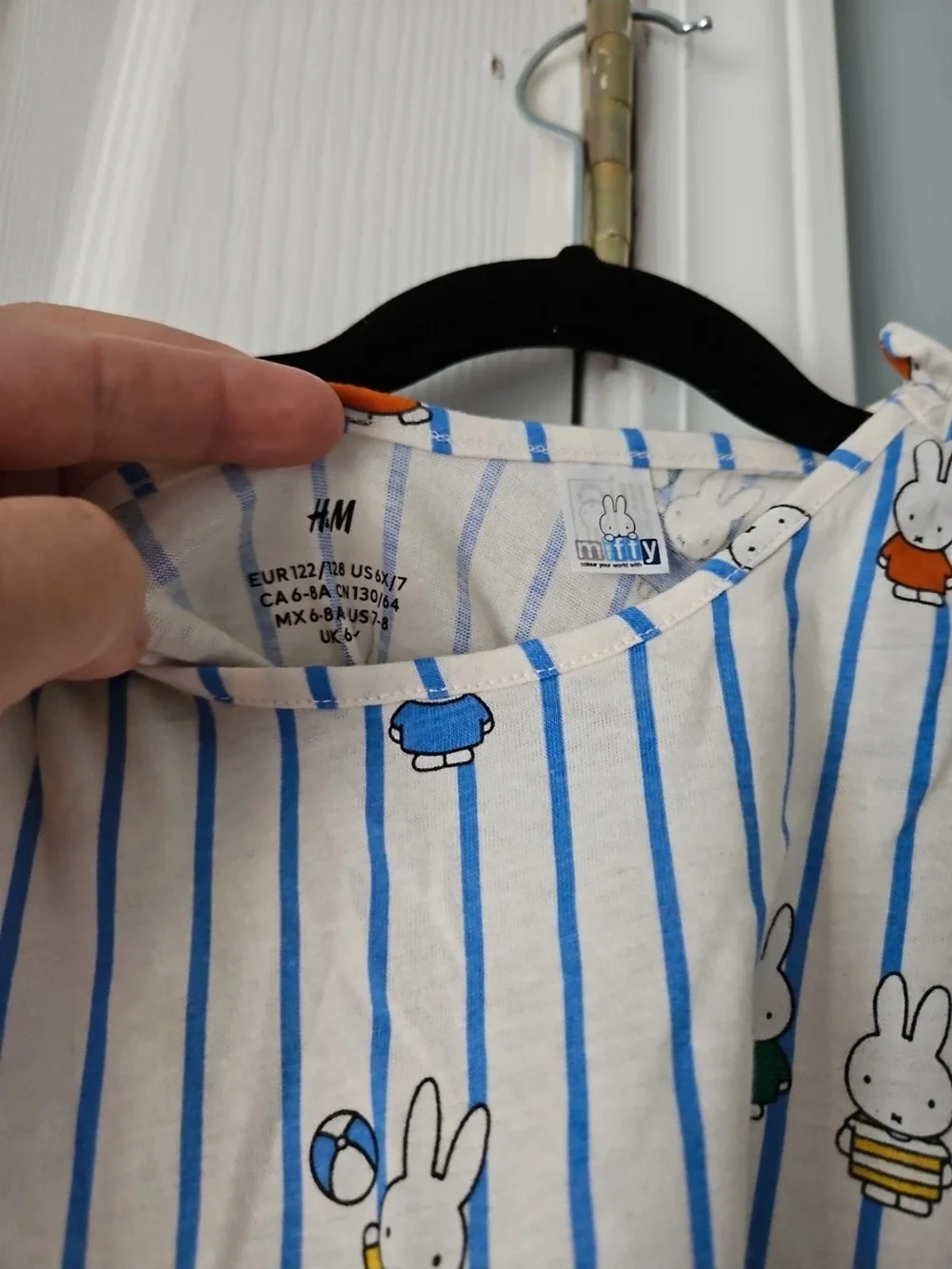 H&M White & Blue Striped Sleeveless Dress with Miffy Print